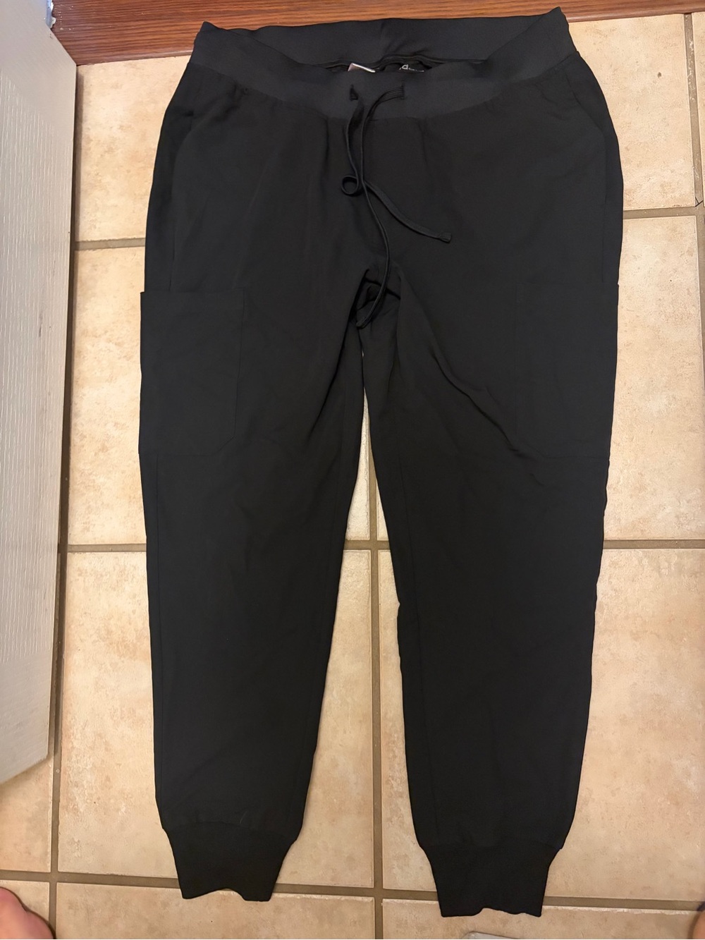 Women's Black petite jogger Pants - mandala scrub pants only